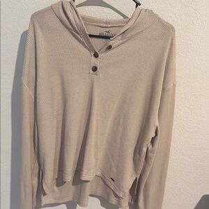 Hollister Cream Henley Sweater Soft Knit Relaxed Fit